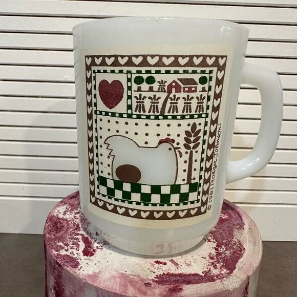Vintage 1981 Rodger Johnson Anchor Hocking Milk Glass Mugs - Picture 2 of 5